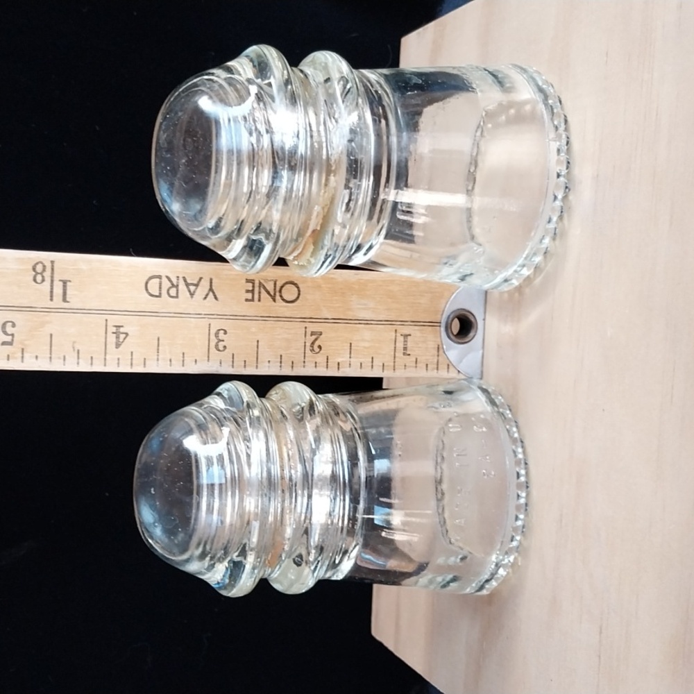 Pair Vintage Hemingray 12 Clear Glass Insulator - Picture 2 of 10